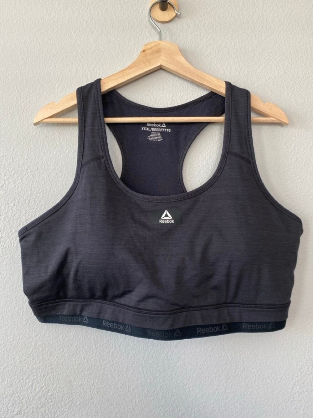 Reebok XXXL Black Medium Impact Sports Bra Racerback Plus Size 3X Athletic Sport